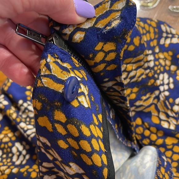 Cartonnier Anthropologie Collete Sampa wide crop pants snakeskin blue yellow 8 - Picture 11 of 17